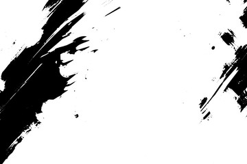 Grunge black and white texture of black brush strokes on white paper or background 