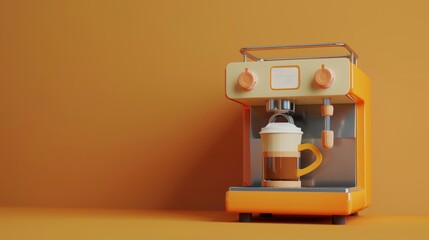 Wall Mural - Quirky 3d render of a coffee maker   AI generated illustration