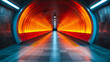 Tube Lighting 3D Image,
Futuristic tunnel with light trails at night, Long exposure photo taken in a tunnel