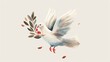 Dove of Peace with Olive Branch Illustration Generative AI