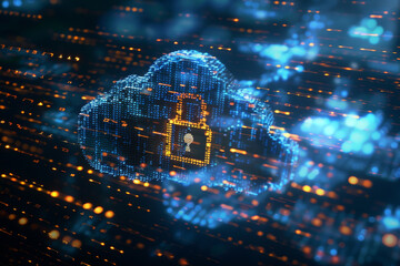 Poster - A blue cloud with a key on it