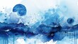 Vibrant Blue Watercolor Abstraction Generative AI