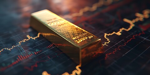 Poster - Investing in gold, gold bullion on financial charts
