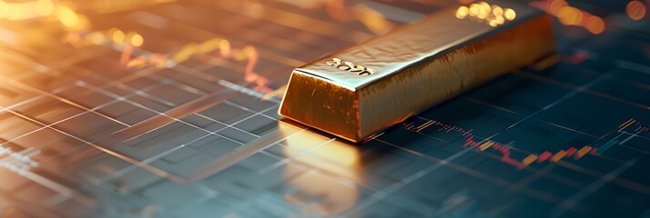 Poster - Investing in gold, gold bullion on financial charts