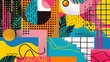 © ArtStage - Vibrant colors and abstract shapes in a Memphis style composition   AI generated illustration