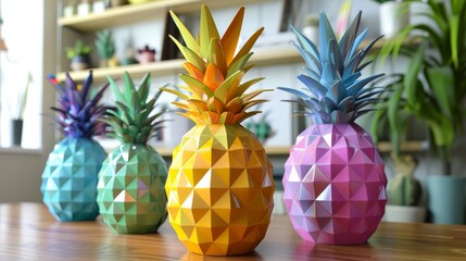  Vibrant geometric pineapple with a glossy finish   AI generated illustration
