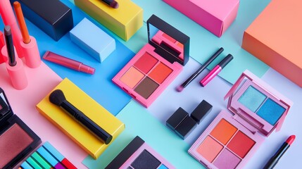 Wall Mural - Vibrant makeup packaging  AI generated illustration