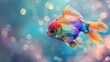 Whimsical rainbow fish floating through the air   AI generated illustration