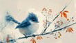 Joyful Minimalist Watercolor Titmouse Illustration Generative AI