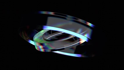 Poster - Abstract animation, 3d render of rotating glass shapes, 4k seamless looped video