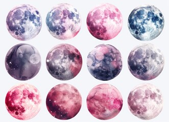 Wall Mural - Whimsical Watercolor Planets Stickers for DIY Space-Themed Nursery Decor Generative AI