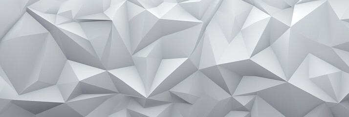 Poster - Geometric Abstract White Polygons Background In 3D Illustration Style. Abstract Triangular Low Poly Background. Generative AI