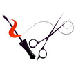 Hair stylist scissors and nail brush. Design for a beauty salon and manicure salon