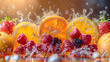 Fruits exploding colorful, energy drink