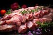 Pork tenderloin on a fresh meat market