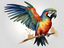 Amazing Illustration Art Watercolor Painting Of A Parrot Bird On A Transparent Background,