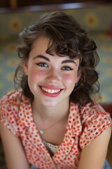 Wall Mural - A smiling teenager girl in retro '50s clothing 15