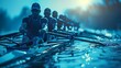© Jixster - Athletes rowing together made with Ai generative technology, people are fictional
