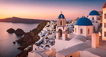 Wall Mural - Greek village at sunset.