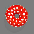 Red donut with glaze on gray pastel background