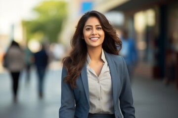 Canvas Print - Indian business woman smiling on a street