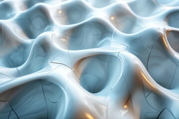 Poster - An abstract background with soft white waves and a subtle glow suggesting fluidity and softness