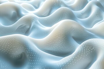 Poster - A soft detailed image showing a 3D dots pattern on a wavy, light blue background