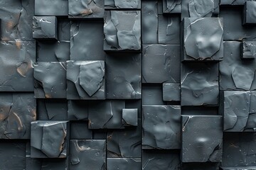 Poster - Close-up of dark textured tiles with a chaotic and moody visual, perfect for concept art or abstract designs