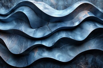 Poster - Abstract fluid blue textured background with a wave-like pattern invoking a sense of calm and creativity
