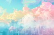 Dreamlike Metropolis: Ethereal Cityscape with Pastel Clouds