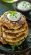 zucchini fritters with fresh cream topping