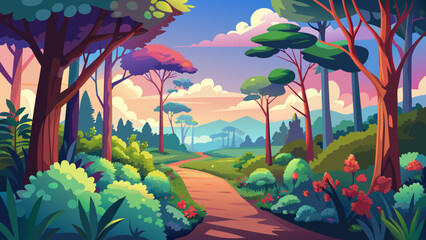 beautiful forest vector illustration