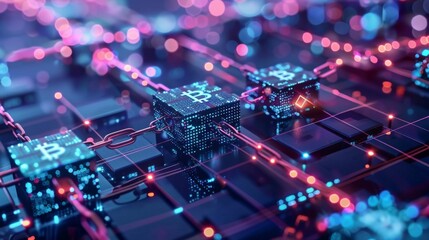 Aufkleber - Blockchain Technology Concept in Digital Cyberspace