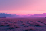 Dreamy Desert Landscape Bathed in Soft Pink and Purple Sunset Hues