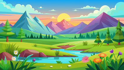 Sticker - colorful panorama vector illustration