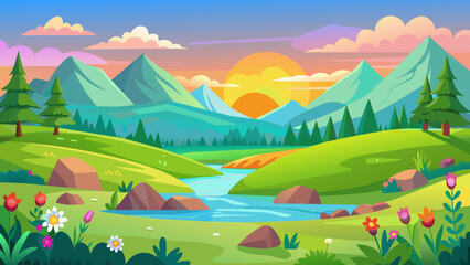 Sticker - colorful panorama vector illustration