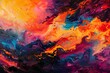 Embark on an abstract journey through fiery landscapes where psychedelic colors dance amidst the flames
