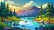 lake in the forest vector illustration