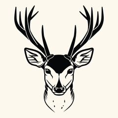 Wall Mural - Black and white Buck, Deer, stag, antler. elk head, Vector illustration design isolated on light background, dear head and background on separate layers. Great for your Hunting Logo, Decal & Stickers