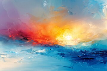 Wall Mural - Behold an abstract dreamscape where vibrant colors merge with the tranquility of icy landscapes