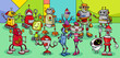 cartoon robots and droids fantasy characters group