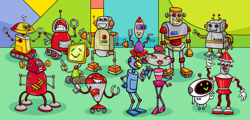 Canvas Print - cartoon robots and droids fantasy characters group