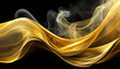 Abstract gold smoke flowing, isolated on dark background.