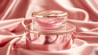 Cosmetic cream in a glass jar on pink background. Skin care concept. Backdrop for beauty products