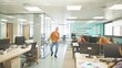 © luisrojasstock - Confident man dancing through an office with attentive coworkers.