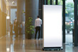 Mockup vertical billboard stand, digital lightbox standing in company's lobby