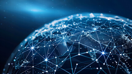 Digitally connected globe, symbol for technological evolution
