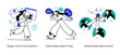 Teamwork tools and approach for successful business - set of concept illustrations. Visual stories collection