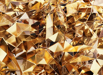 Fototapete - Luxury Abstract Realistic Gold Crystal Texture Reflection Close Up Background 3D rendering	
