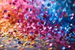 This richly colored image captures the dynamic movement of confetti, evoking feelings of a lively and spirited celebration
